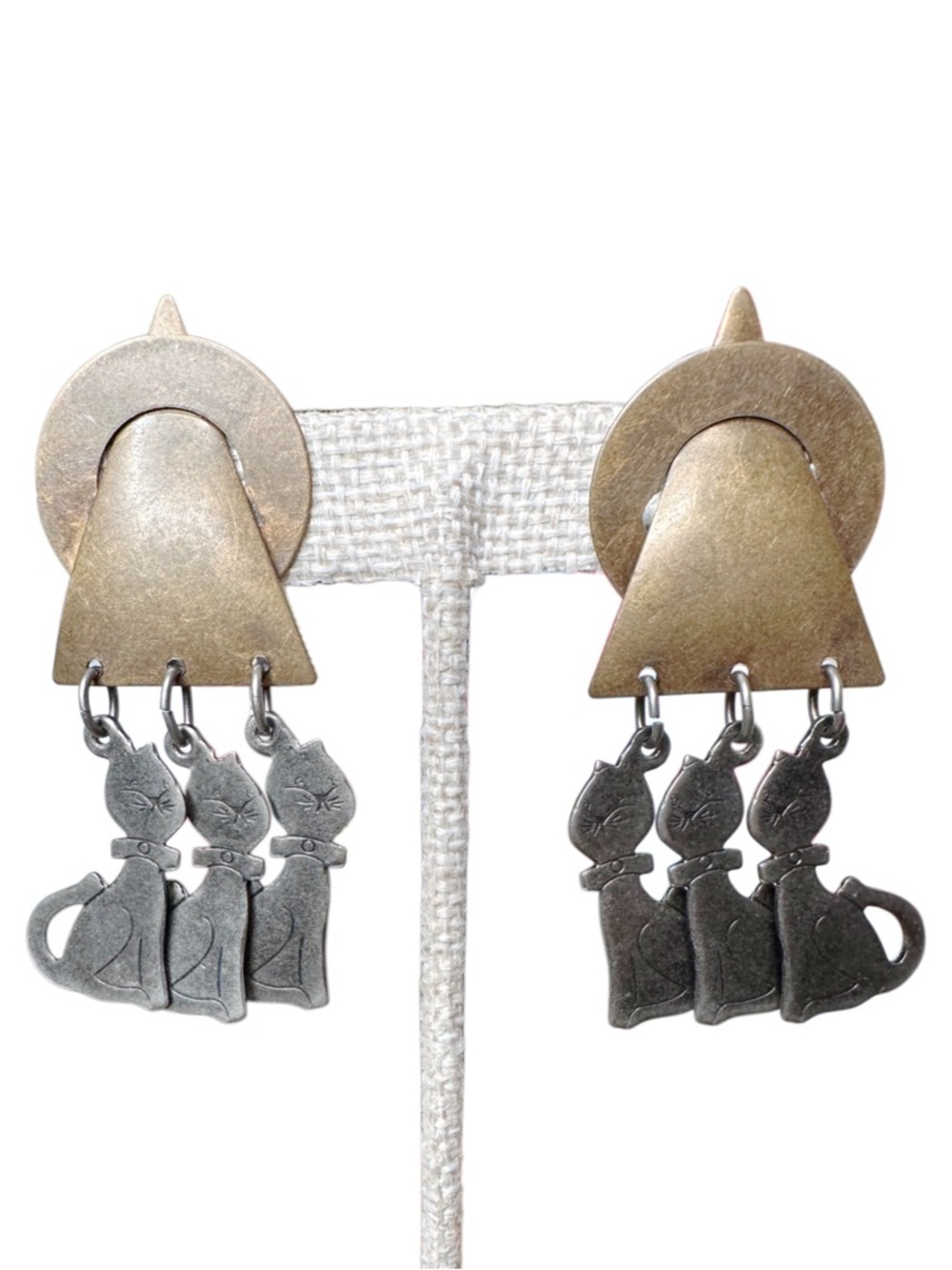 5/$25 😻 Cat Dangle Earrings in Silver and Antique Gold